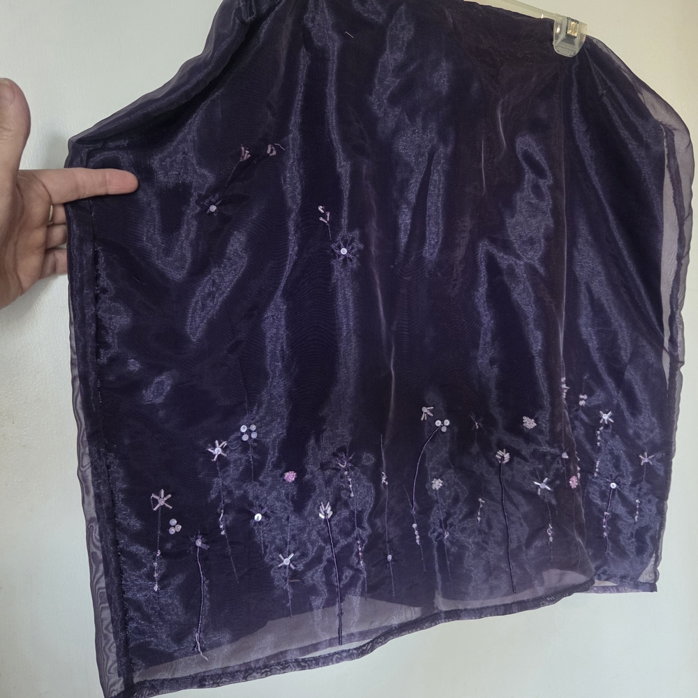 Encore Purple Sheer Overlay Mini Skirt Size 20